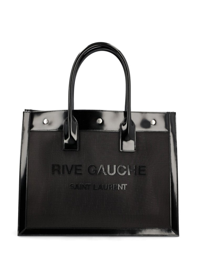 Saint Laurent | Men Rive Gauche Brushed Leather Tote Bag Black Unique