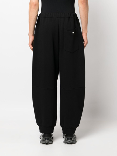 Shop Simone Rocha Wide-leg Cotton-blend Track Pants In Black