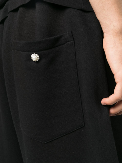 Shop Simone Rocha Wide-leg Cotton-blend Track Pants In Black