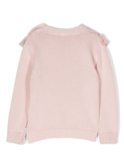 Shop Stella Mccartney Frayed-detail Embroidered-design Sweatshirt In Pink