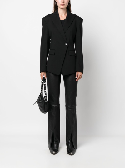 Shop Patrizia Pepe Peak-lapels Double-breasted Blazer In Black