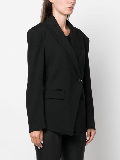 Shop Patrizia Pepe Peak-lapels Double-breasted Blazer In Black