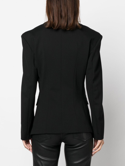 Shop Patrizia Pepe Peak-lapels Double-breasted Blazer In Black