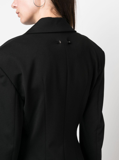 Shop Patrizia Pepe Peak-lapels Double-breasted Blazer In Black