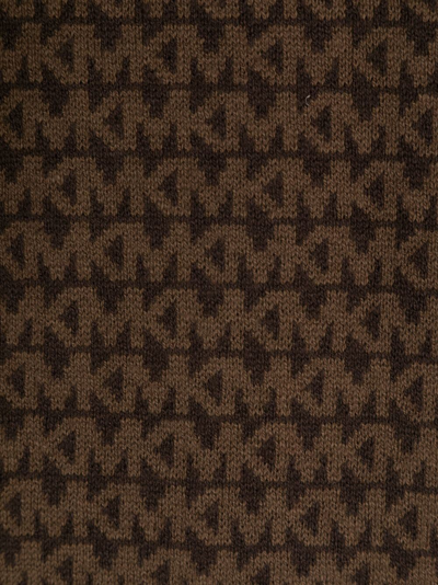 Shop Michael Kors Monogram-pattern Logo-plaque Scarf In Brown