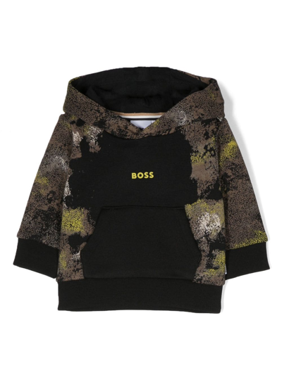 Shop Bosswear Logo-print Long-sleeve Hoodie In Black