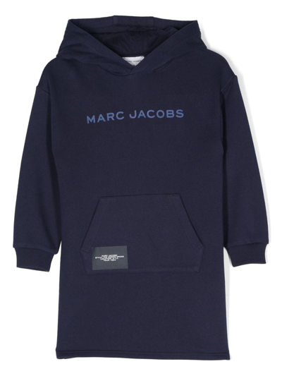 Shop Marc Jacobs Logo-print Hooded Dress In Blue