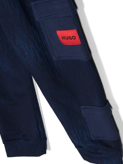 Shop Hugo Logo-patch Knitted Sweatpants In Blue