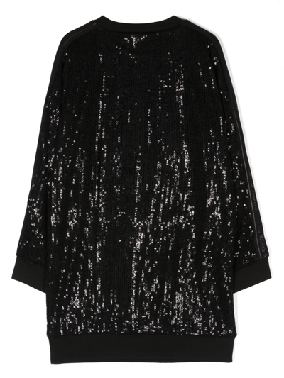Shop Michael Kors Logo-embellished Side-panels Sequin Dress In Black