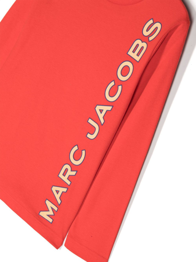 Shop Marc Jacobs Logo-print Long-sleeve Cotton T-shirt In Red