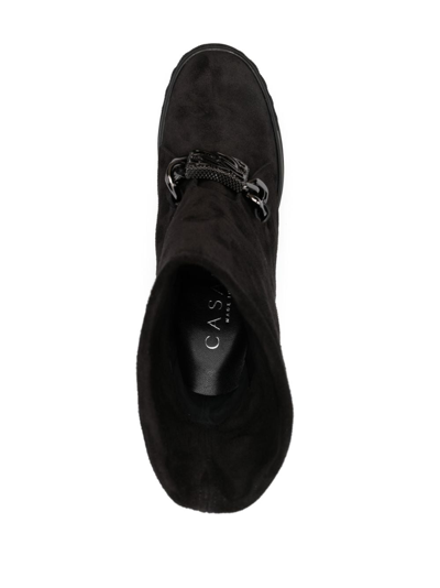 Shop Casadei Nexus Chain-link Suede Boots In Black