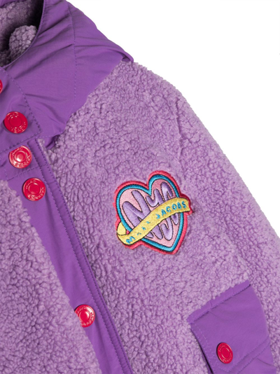Shop Marc Jacobs Faux-shearling Hooded Jacket In Purple