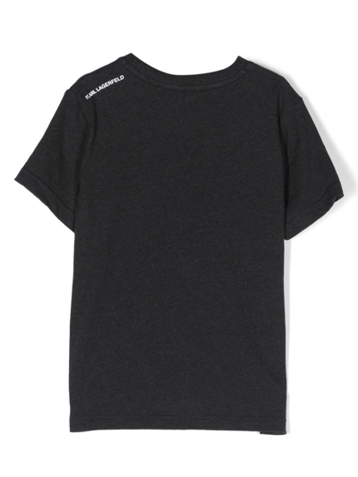 Shop Karl Lagerfeld Logo-print Short-sleeve T-shirt In Grey