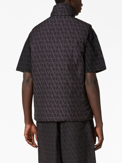 Valentino Men's Nylon Vest With Toile Iconographe Print In Black