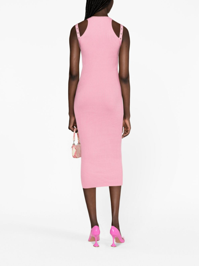 Shop Blumarine Ribbed-knit Sleeveless Dress In Pink