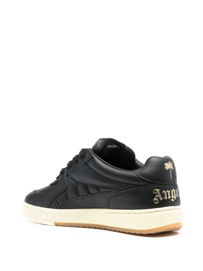 Shop Palm Angels University Quilted Leather Sneakers In Black