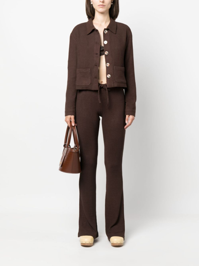 Siedres Yuna Knit Cropped Cardigan In Brown
