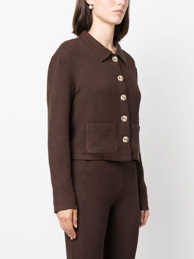 Siedres Yuna Knit Cropped Cardigan In Brown