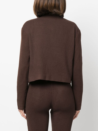 Siedres Yuna Knit Cropped Cardigan In Brown