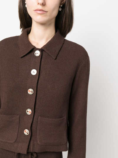 Shop Siedres Yuna Knit Cropped Cardigan In Brown