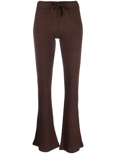 Shop Siedres Flo Knitted Straight-leg Trousers In Brown