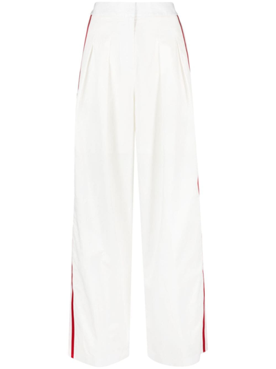 Shop Ports 1961 Stripe-detail High-waisted Trousers In White