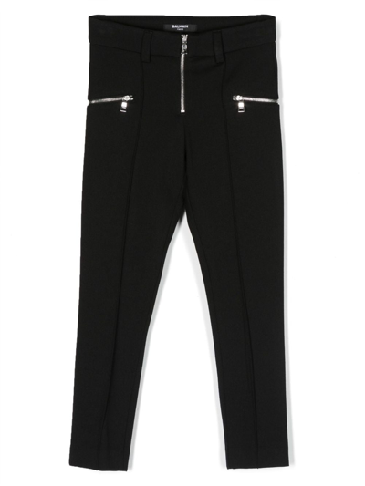 Shop Balmain Straight-leg Trousers In Black