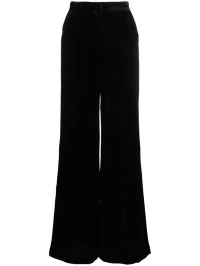 Shop Alberta Ferretti Velvet Palazzo Trousers In Black