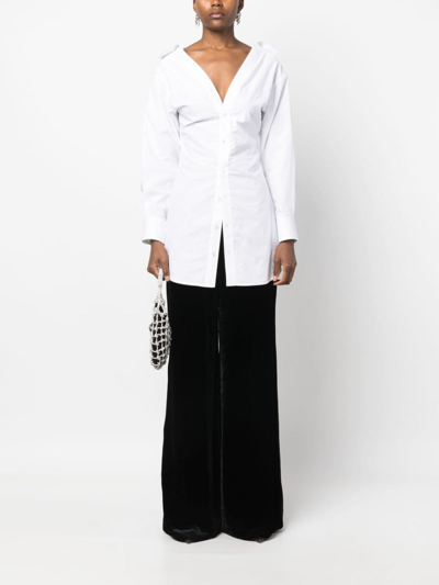 Shop Alberta Ferretti Velvet Palazzo Trousers In Black