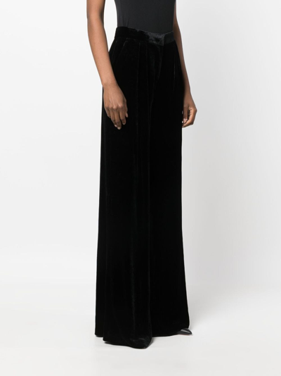 Shop Alberta Ferretti Velvet Palazzo Trousers In Black