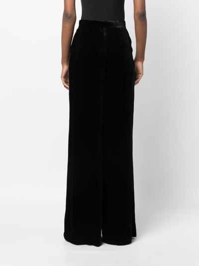 Shop Alberta Ferretti Velvet Palazzo Trousers In Black