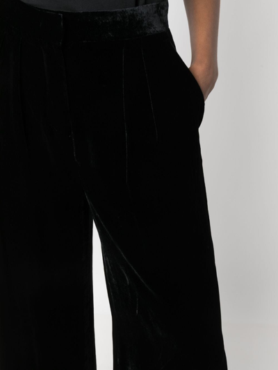 Shop Alberta Ferretti Velvet Palazzo Trousers In Black