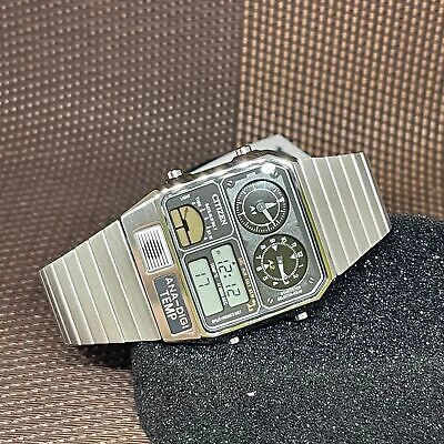Pre-owned Citizen Jg2101-78e Analog Digital Temperature Chronograph Unisex Vintage Watch
