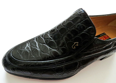 Pre-owned A.testoni Testoni Black Crocodile Alligator Leather Shoes Loafers 8.5 Us 41.5 Euro 7.5 Uk