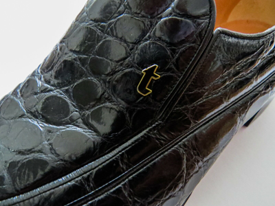 Pre-owned A.testoni Testoni Black Crocodile Alligator Leather Shoes Loafers 8.5 Us 41.5 Euro 7.5 Uk
