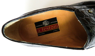 Pre-owned A.testoni Testoni Black Crocodile Alligator Leather Shoes Loafers 8.5 Us 41.5 Euro 7.5 Uk