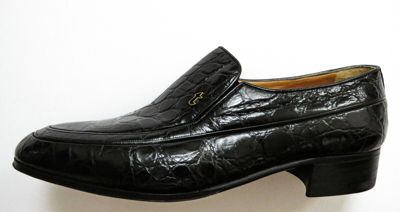 Pre-owned A.testoni Testoni Black Crocodile Alligator Leather Shoes Loafers 8.5 Us 41.5 Euro 7.5 Uk