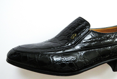 A.TESTONI Pre-owned Testoni Black Crocodile Alligator Leather Shoes Loafers 8.5 Us 41.5 Euro 7.5 Uk