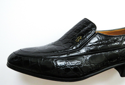 Pre-owned A.testoni Testoni Black Crocodile Alligator Leather Shoes Loafers 8.5 Us 41.5 Euro 7.5 Uk