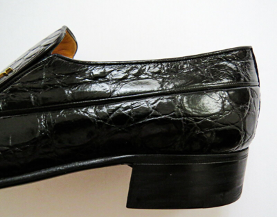 Pre-owned A.testoni Testoni Black Crocodile Alligator Leather Shoes Loafers 8.5 Us 41.5 Euro 7.5 Uk