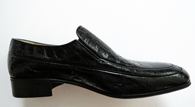 Pre-owned A.testoni Testoni Black Crocodile Alligator Leather Shoes Loafers 8.5 Us 41.5 Euro 7.5 Uk