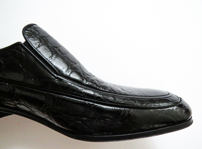 Pre-owned A.testoni Testoni Black Crocodile Alligator Leather Shoes Loafers 8.5 Us 41.5 Euro 7.5 Uk
