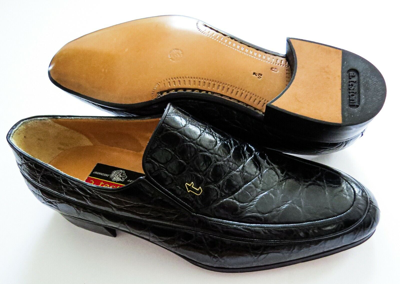 Pre-owned A.testoni Testoni Black Crocodile Alligator Leather Shoes Loafers 8.5 Us 41.5 Euro 7.5 Uk