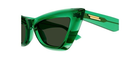 Pre-owned Bottega Veneta Bv1101s 010 Green/green Cat Eye Women's Sunglasses