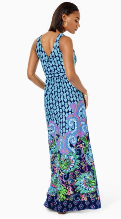 Pre-owned Lilly Pulitzer Giorgina Maxi Dress Multi Ride The Wave Engineered Sz 16 In Multicolor
