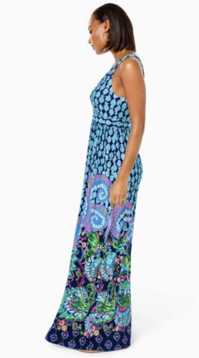 Pre-owned Lilly Pulitzer Giorgina Maxi Dress Multi Ride The Wave Engineered Sz 16 In Multicolor