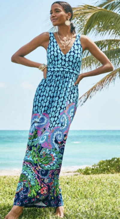 Pre-owned Lilly Pulitzer Giorgina Maxi Dress Multi Ride The Wave Engineered Sz 16 In Multicolor