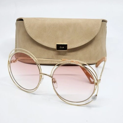 Pre-owned Chloé Limited Edition Chloe Carlina W/ Pearl 58mm Sunglasses Gold Gradient Rare Find In Gradient Peach