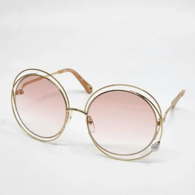 Pre-owned Chloé Limited Edition Chloe Carlina W/ Pearl 58mm Sunglasses Gold Gradient Rare Find In Gradient Peach