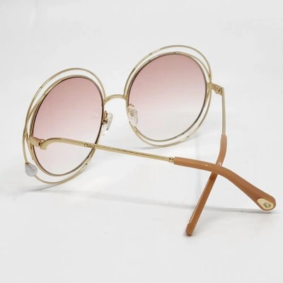 Pre-owned Chloé Limited Edition Chloe Carlina W/ Pearl 58mm Sunglasses Gold Gradient Rare Find In Gradient Peach